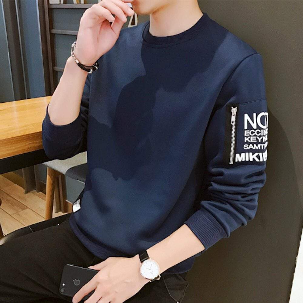 White Men's Sweatshirt with Convenient Side Pockets