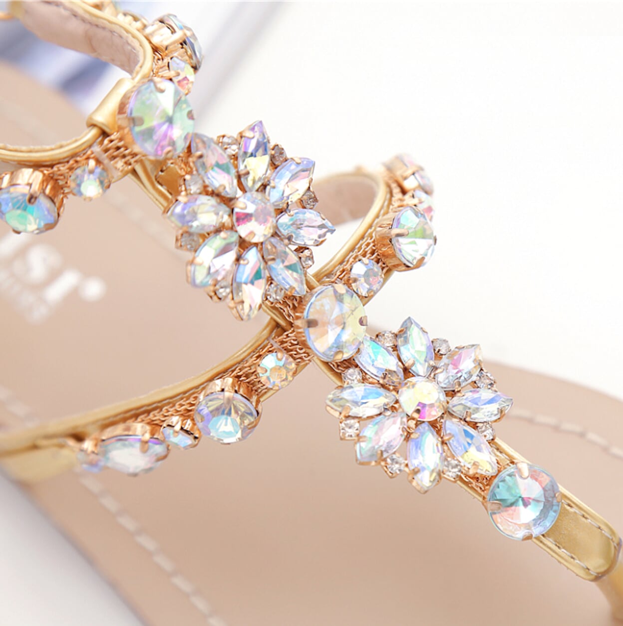 Shimmering Rhinestone Faux Leather Sandals for Women