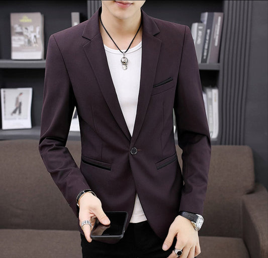 Single-Button Mens Smart Casual Jacket