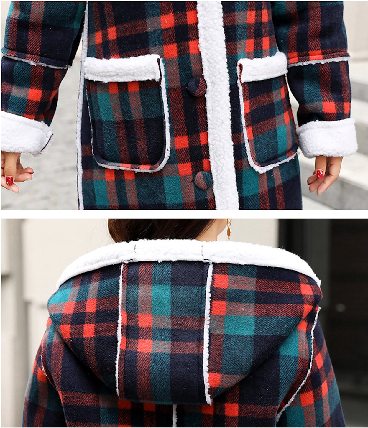 Hooded Women's Check Print Jacket