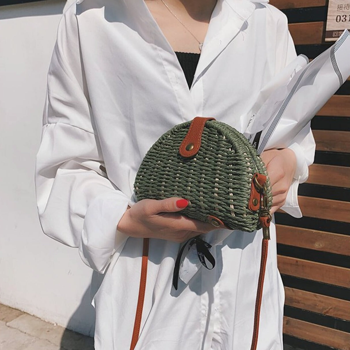 Straw Crossbody Bag - Emphasizing the Essence, Distinct from the Original