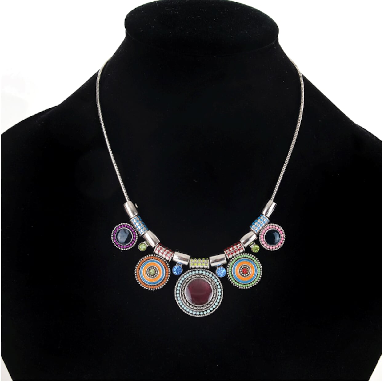 Colorful Circular Pendant Necklace