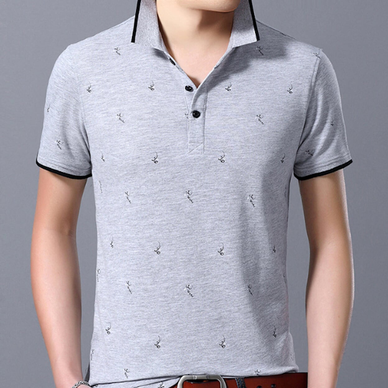 Short-Sleeve Printed Polo for Men