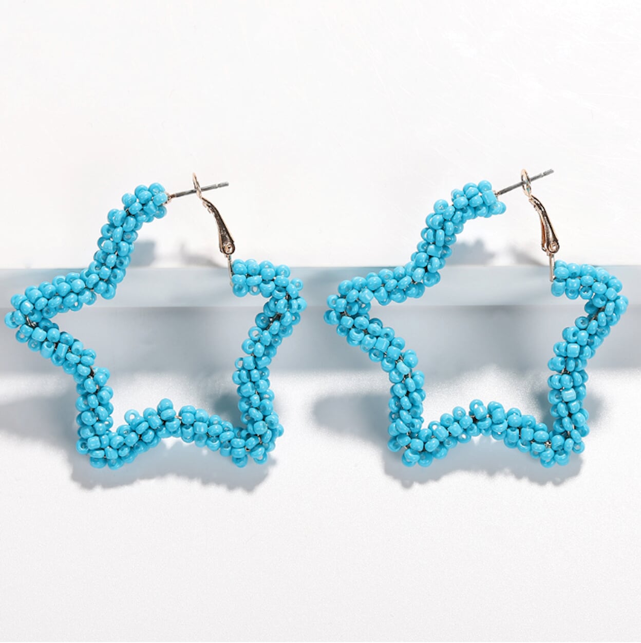 Star-shaped Beaded Hoop Earrings