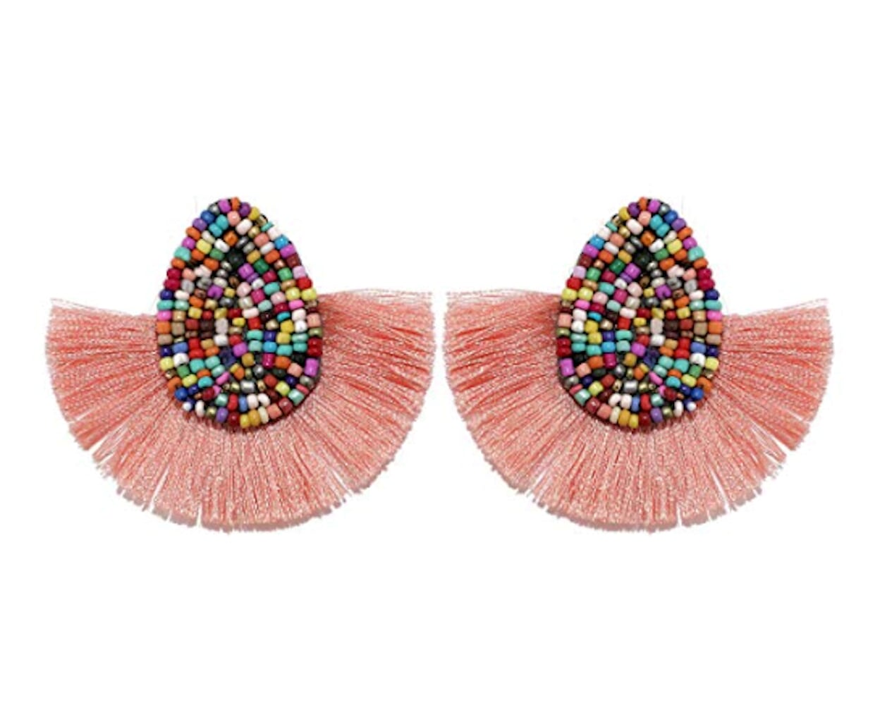 Vibrant Tasseled Waterdrop Earrings with Beaded Accents