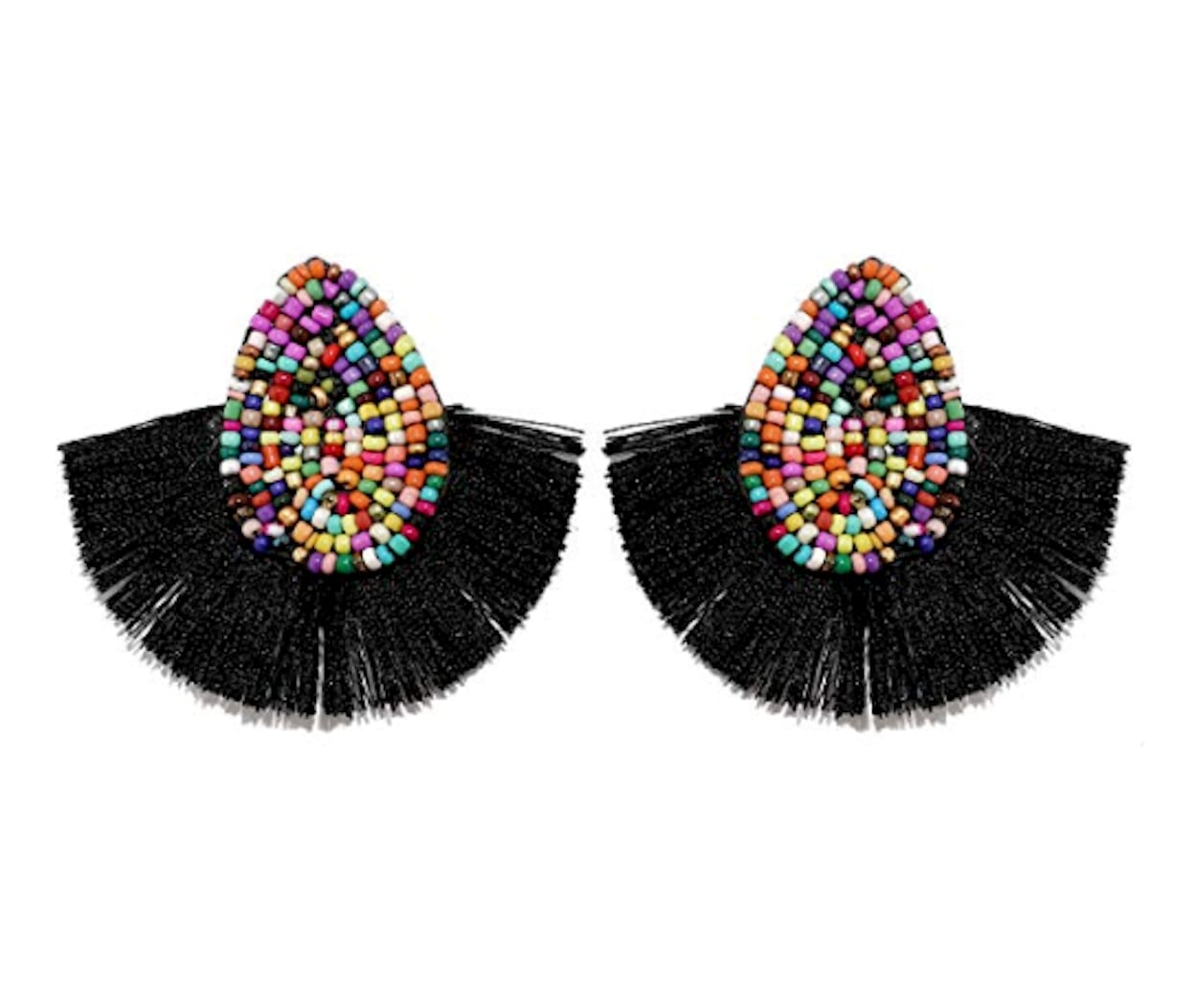 Vibrant Tasseled Waterdrop Earrings with Beaded Accents