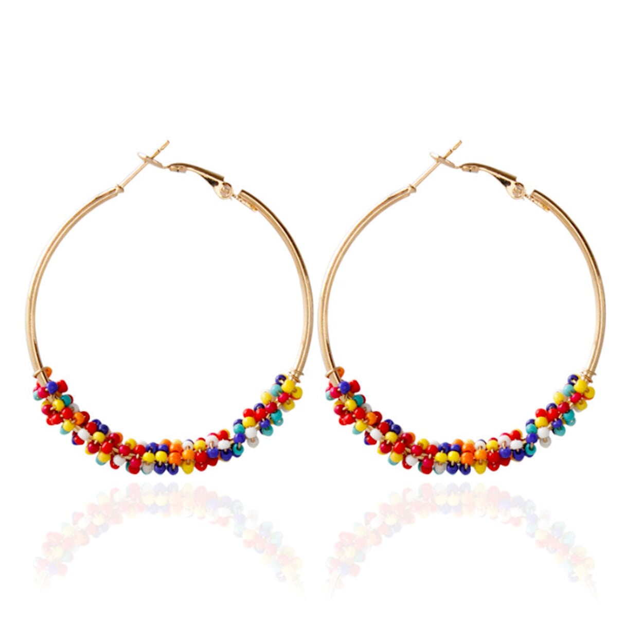 Vibrant Beaded Circular Hoop Earrings