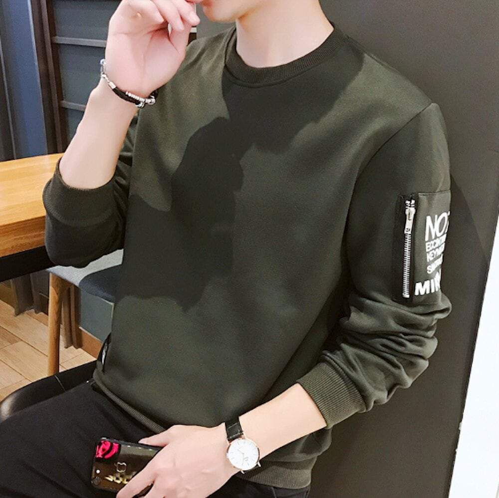 White Men's Sweatshirt with Convenient Side Pockets