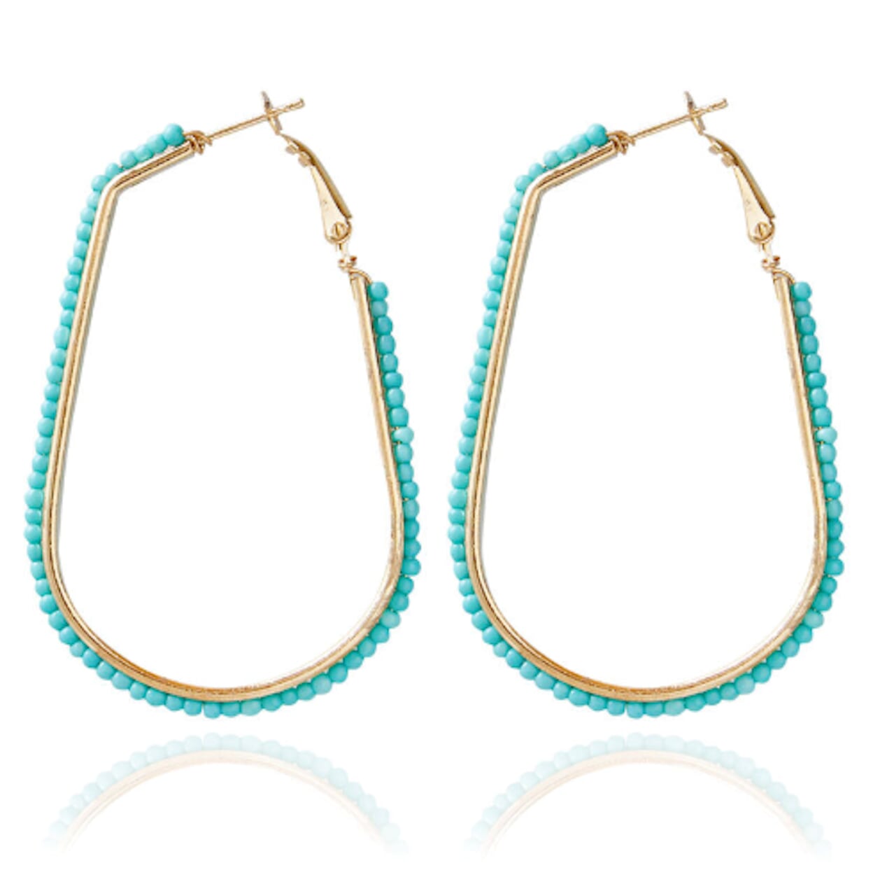 Beaded Elongated Circle Earrings