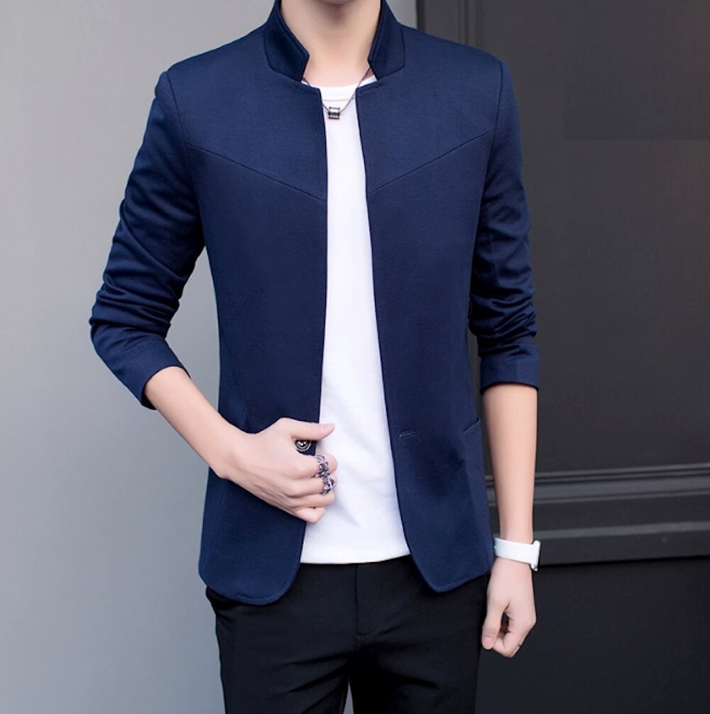 Stand Collar Single Button Men's Blazer