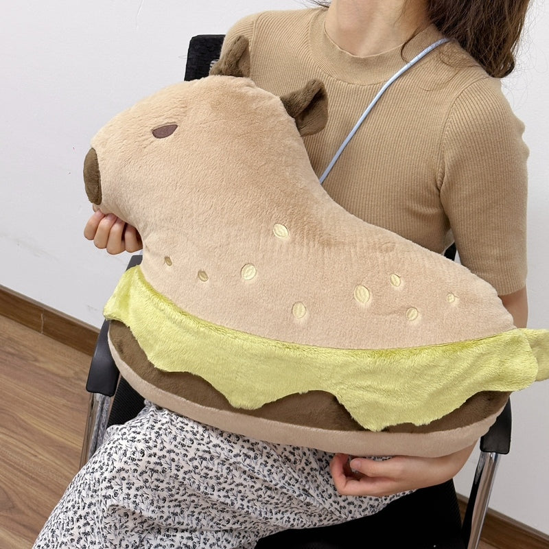 21-Inch Capybara Plushie with Burger Design