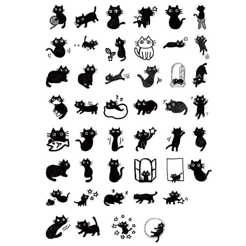 45PCS Black Cat Stickers for Creativity