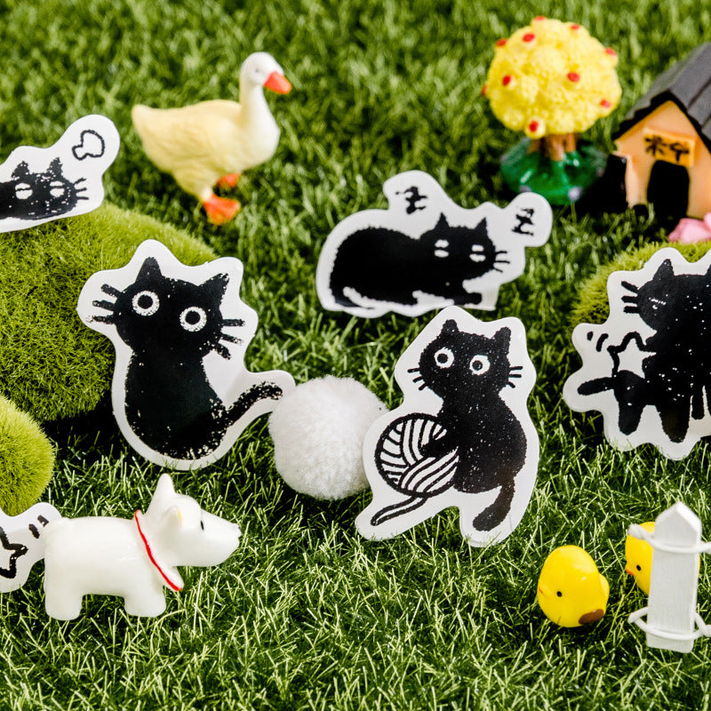 45PCS Black Cat Stickers for Creativity