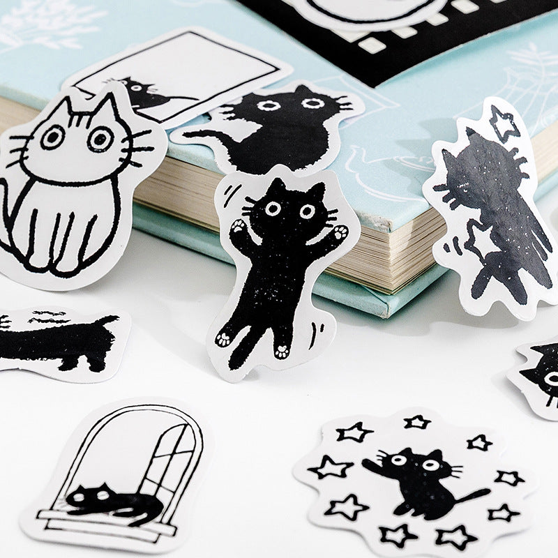 45PCS Black Cat Stickers for Creativity
