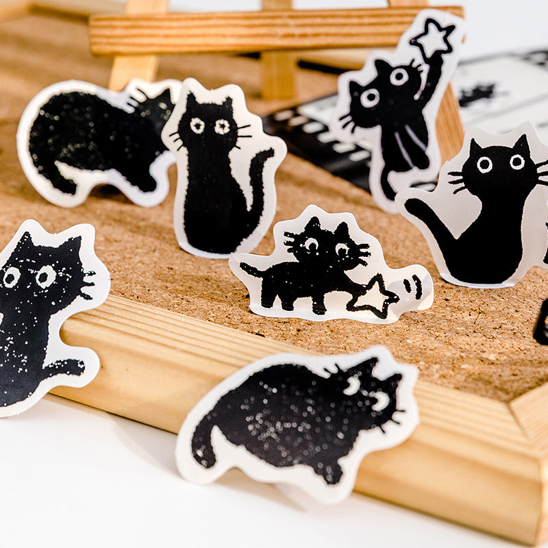 45PCS Black Cat Stickers for Creativity