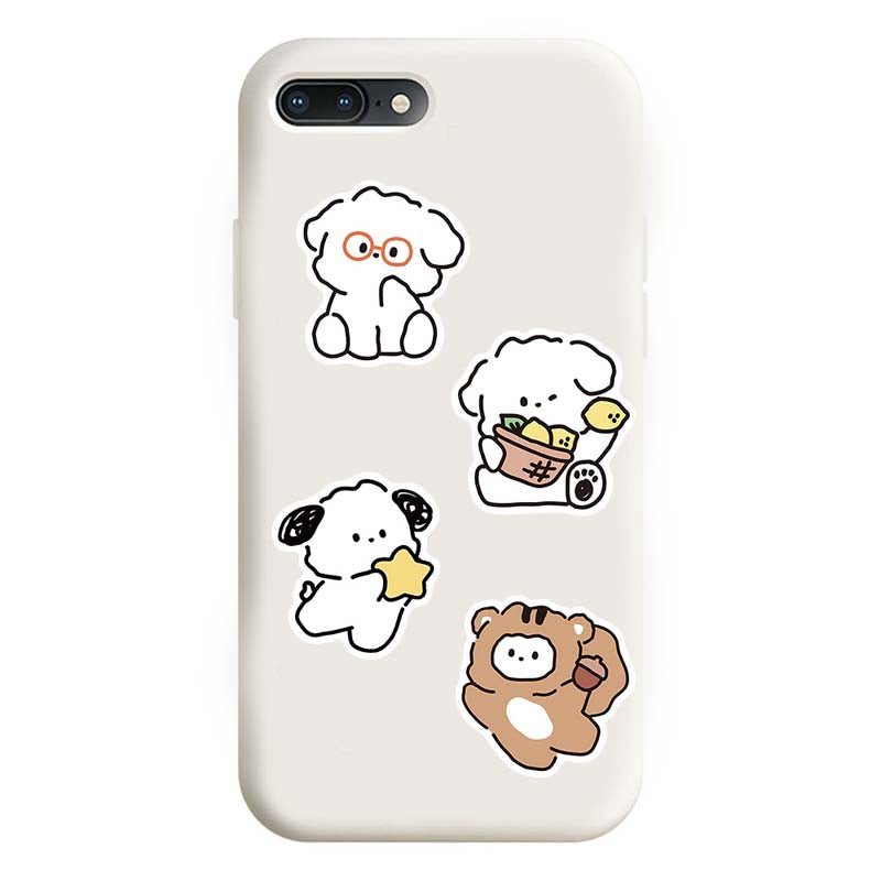 Cute White Puppy Stickers for Customization
