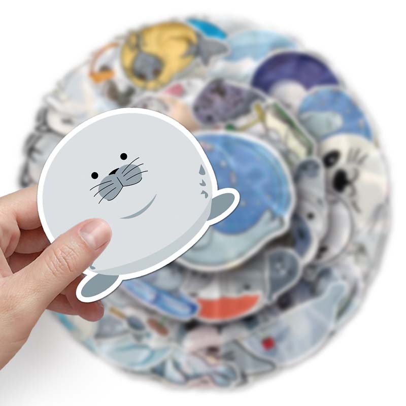 Cute Seal Stickers: Customizable, Waterproof, Adhesive