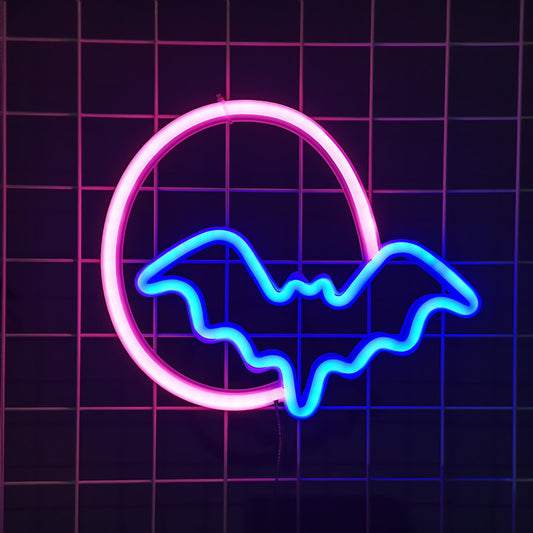 Bat Neon Sign with Customizable Placement