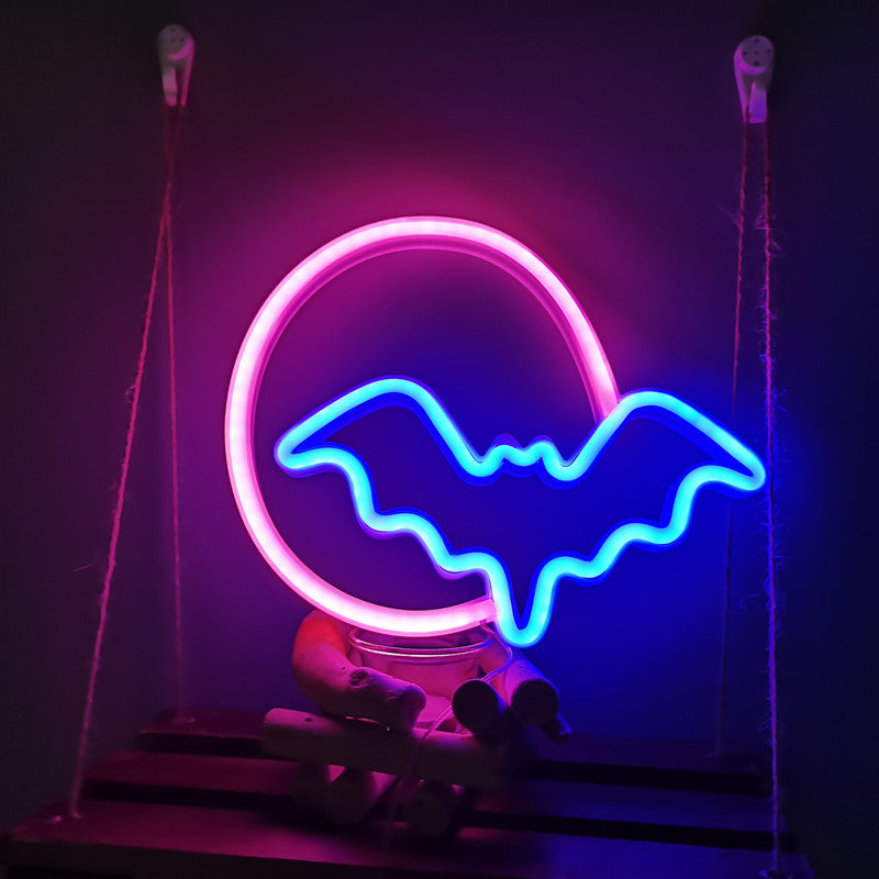 Bat Neon Sign with Customizable Placement