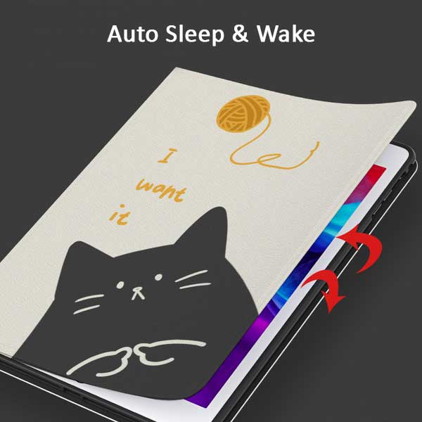 Black Cat iPad Pro Case with Pencil Holder