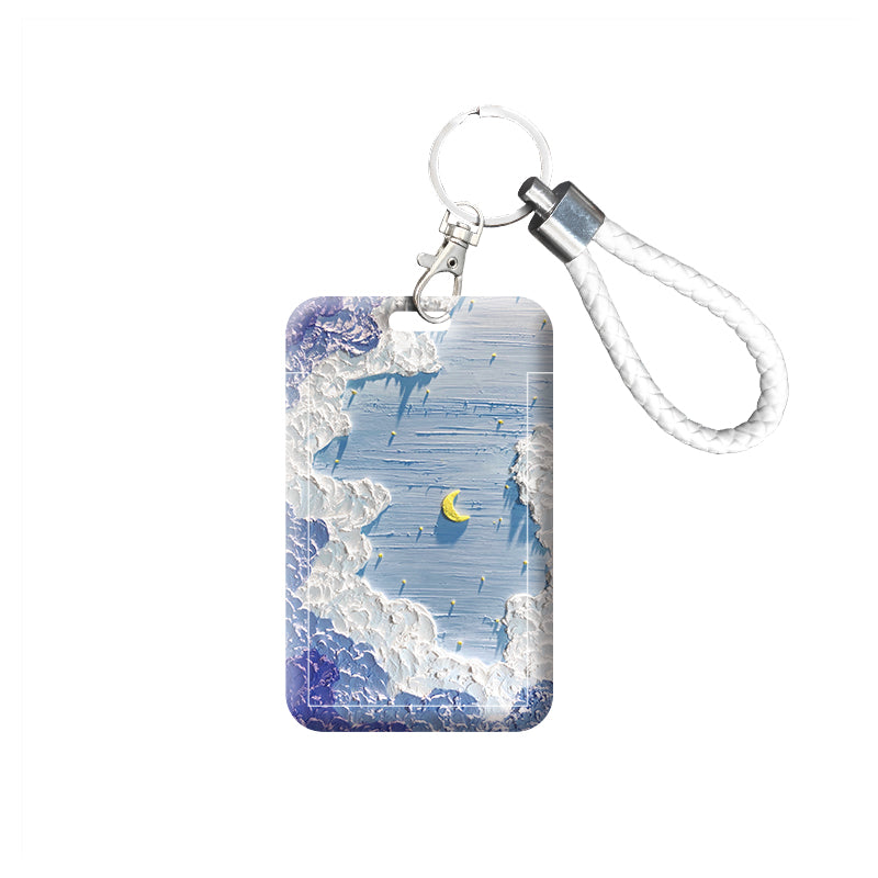 Blue Sky ID Badge Holder Cute Student Card Holders Name Badge Holder Pastel Accessories (9)