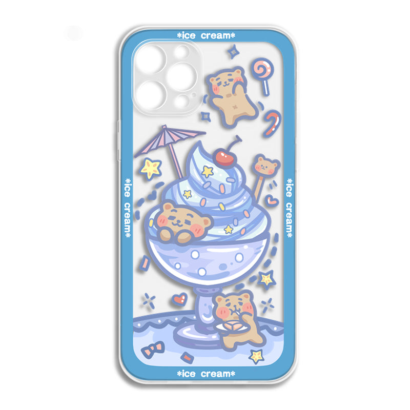Transparent Cute Animal x Ice Cream Phone Case