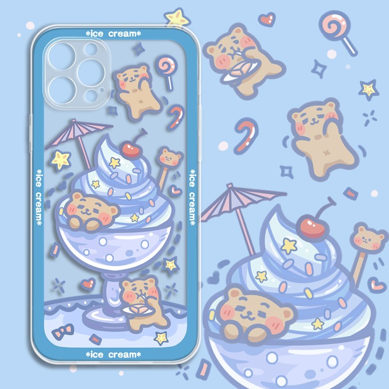 Cute Animal x Ice Cream Phone Case Kawaii Bear Bunny iPhone Case (3)