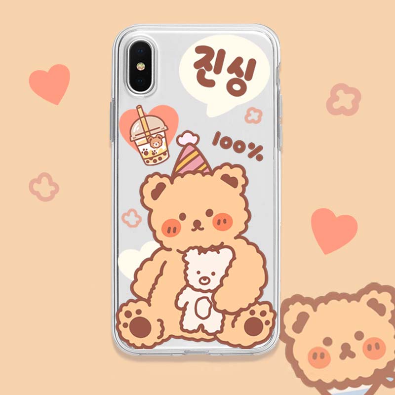 Cute Bear Phone Case Cherry Milk Tea Phone Cases (1)