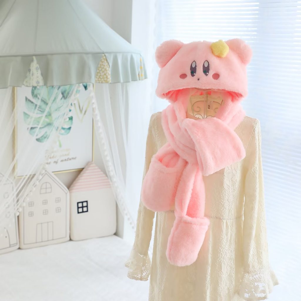 Cute Kirby Pillow and Scarf Set