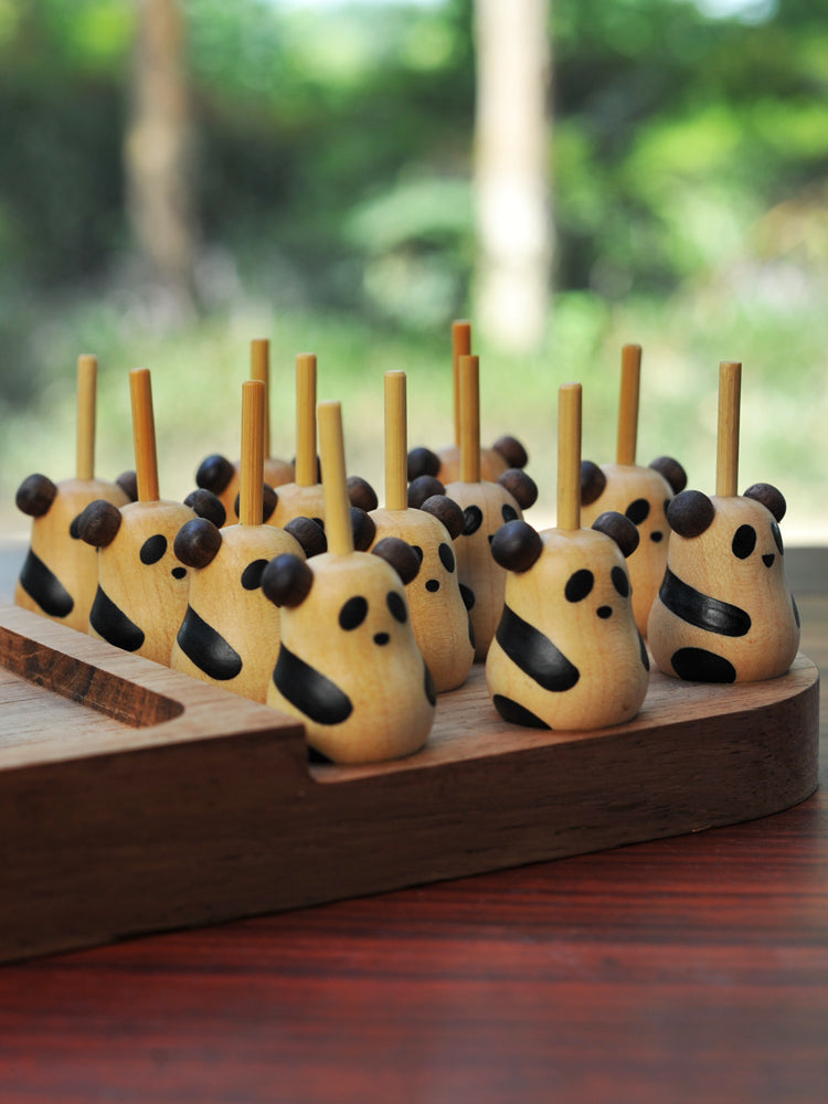 Handcrafted Wood Panda Top with Base