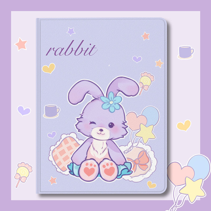 Cute Rabbit iPad Air Case Pastel Bear iPad Smart Folio Cases (4)