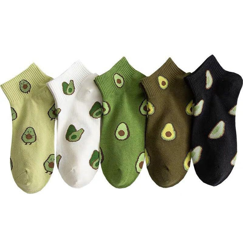 Avocado-Hued Kawaii Socks for Fashionistas