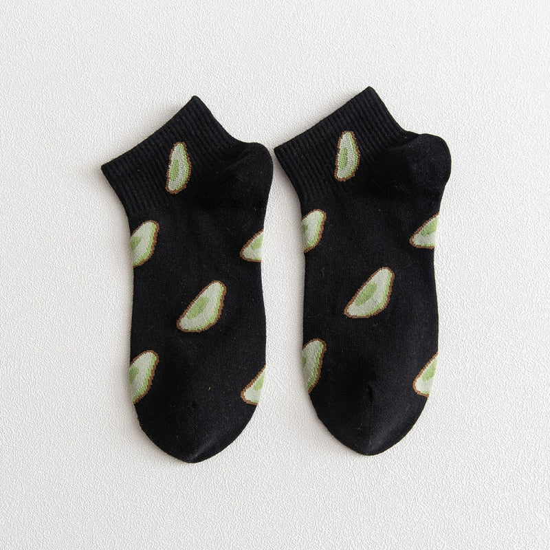 Avocado-Hued Kawaii Socks for Fashionistas
