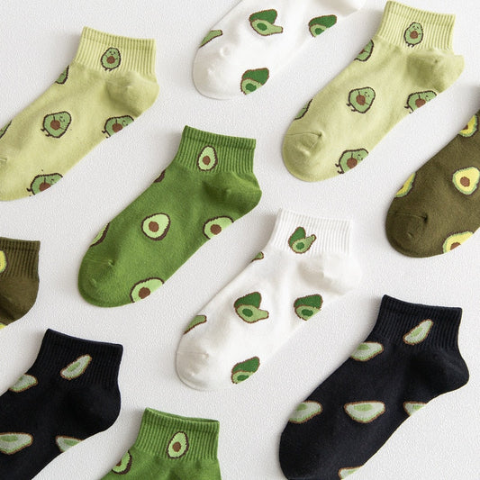 Avocado-Hued Kawaii Socks for Fashionistas