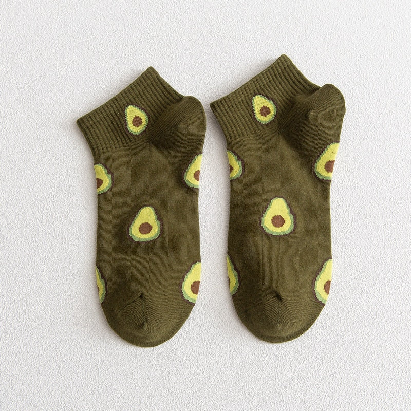 Avocado-Hued Kawaii Socks for Fashionistas