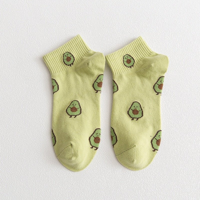Avocado-Hued Kawaii Socks for Fashionistas