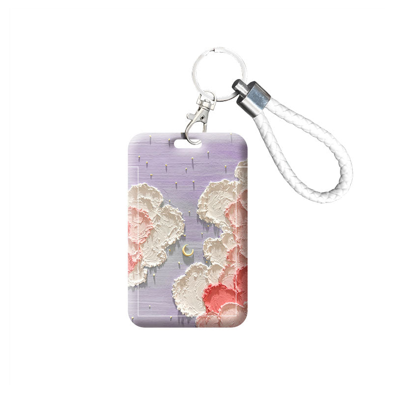 Purple Sky ID Badge Holder Cute Student Card Holders Name Badge Holder Pastel Accessories (1)