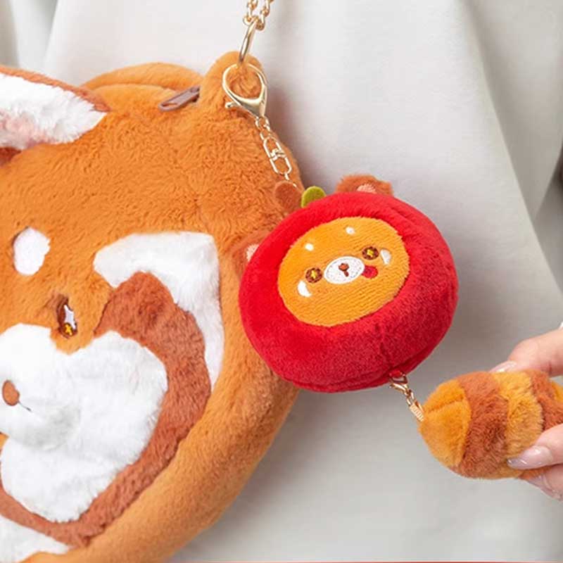 Red Panda Plush Keychain with Hat