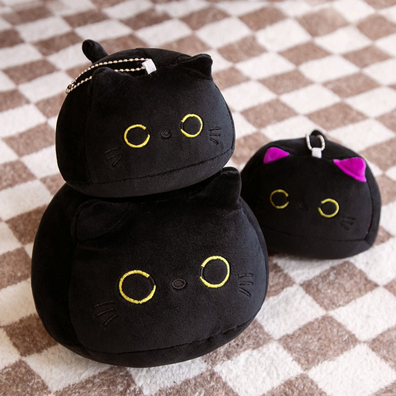 Fluffy Black Kawaii Kitty Plushie
