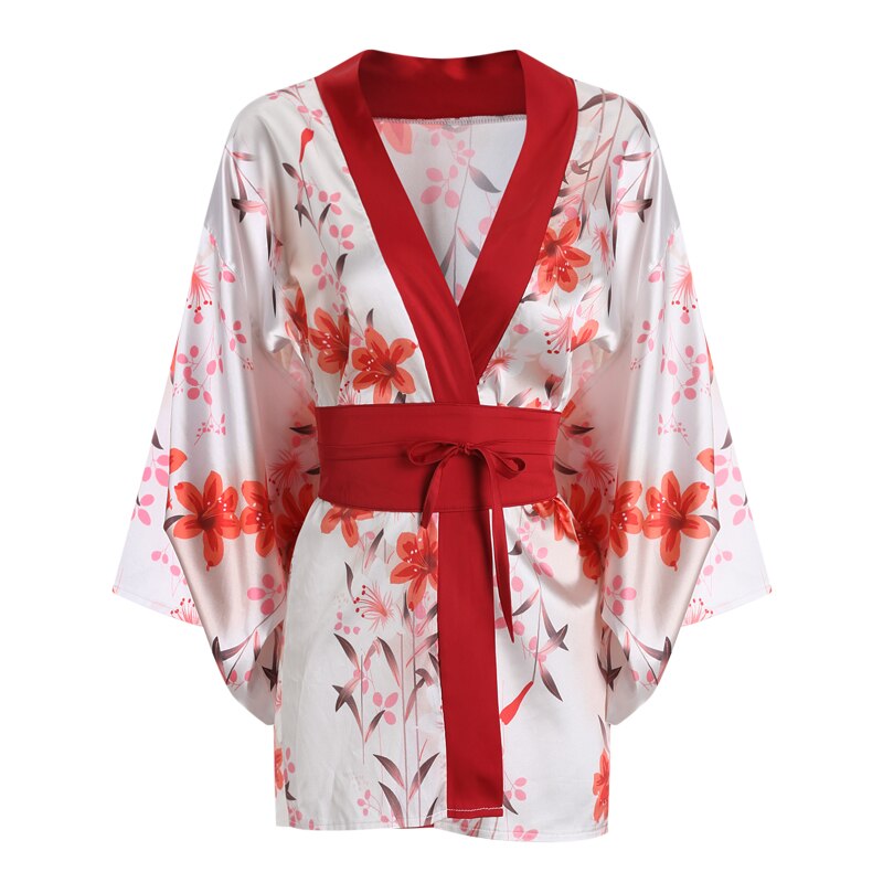 Red Floral Kimono Cosplay Robe