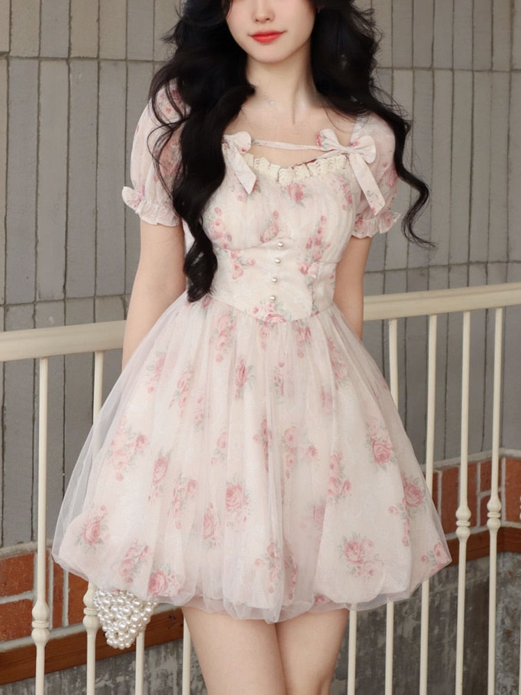 Korean-inspired Floral Mini Dress
