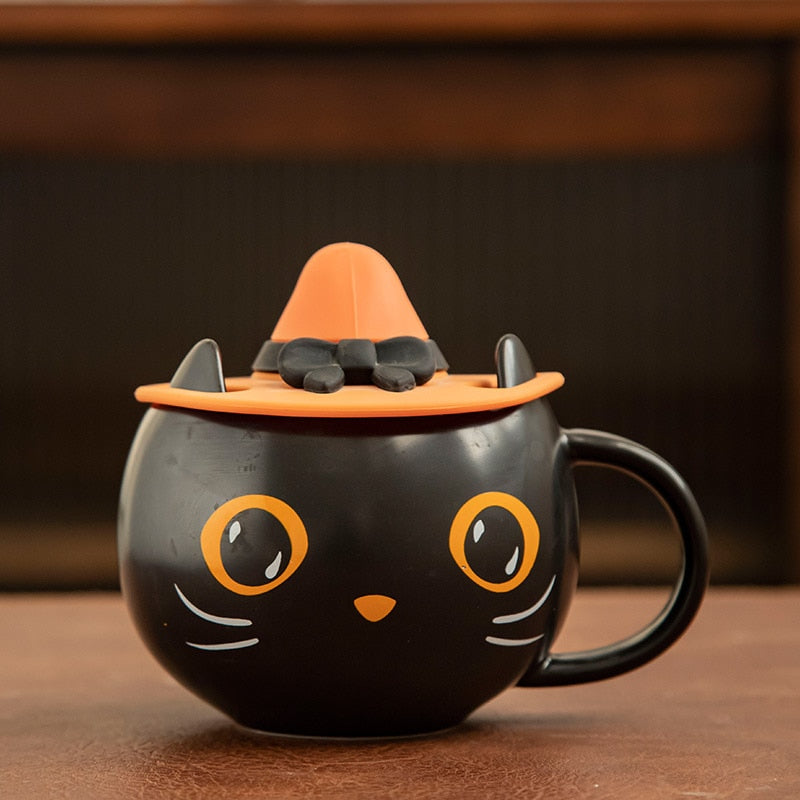Pumpkin Cat Ceramic Mug - 400ml Capacity