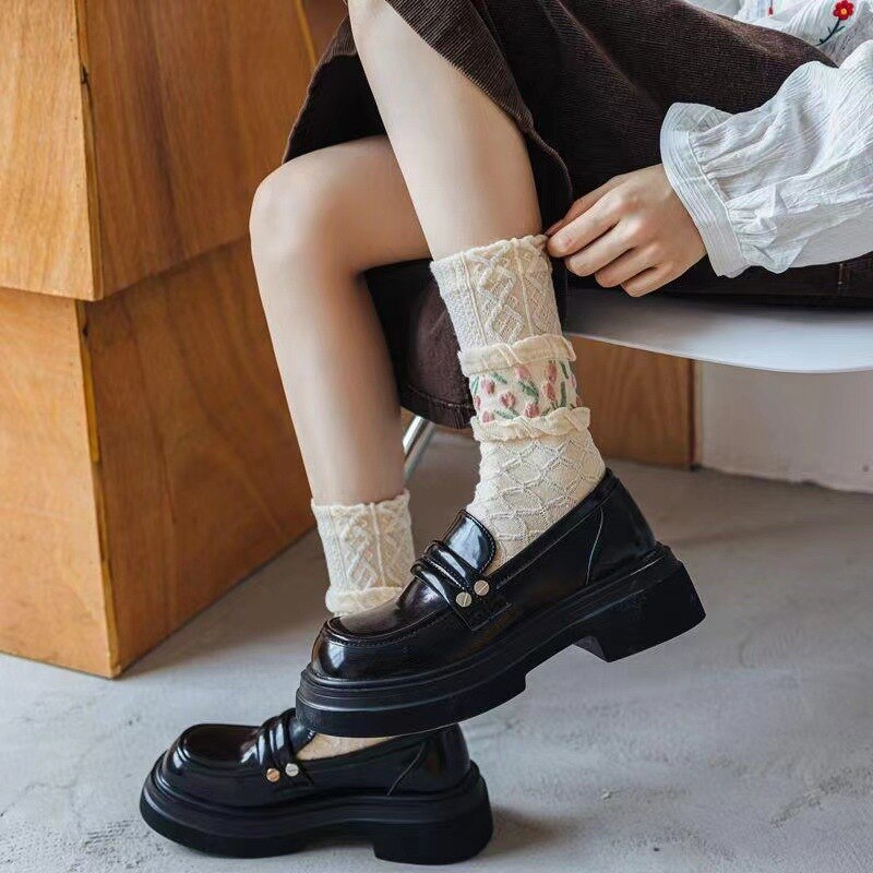 Kawaii Tulip Flower Cotton Socks