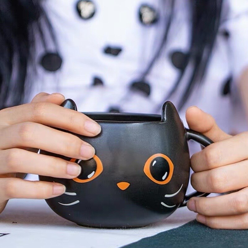 Pumpkin Cat Ceramic Mug - 400ml Capacity