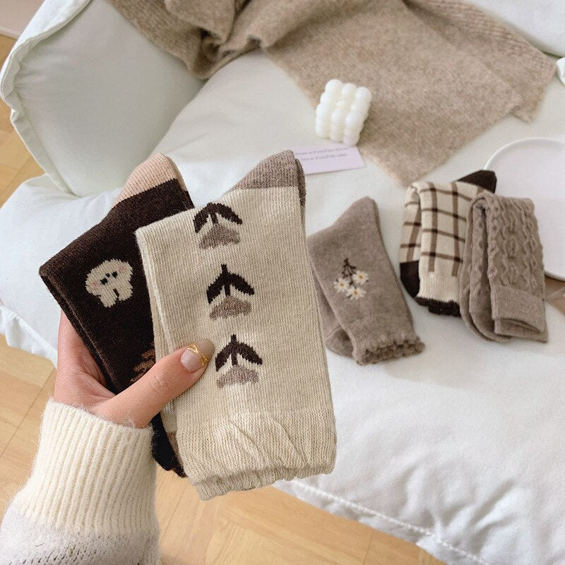 Flowery Fall Socks - Cotton Material