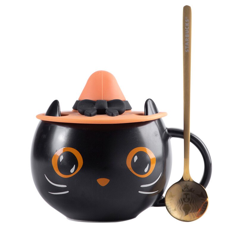 Pumpkin Cat Ceramic Mug - 400ml Capacity