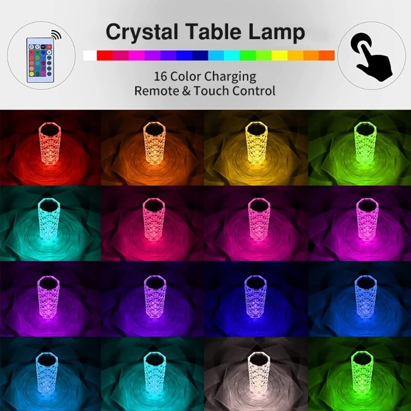 Multicoloured Crystal Lamp with 16 Colors