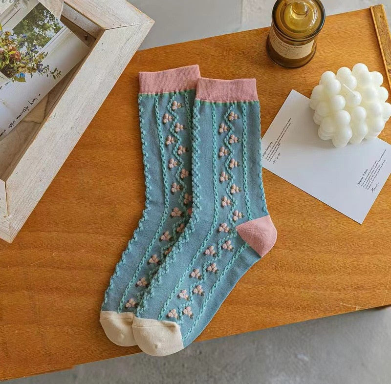 Kawaii Tulip Flower Cotton Socks