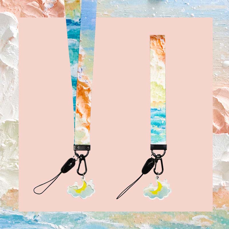 Sky Lanyard Aesthetic Phone Straps Necklace for Keys Sea Ocean Keychain Wristlet (10)