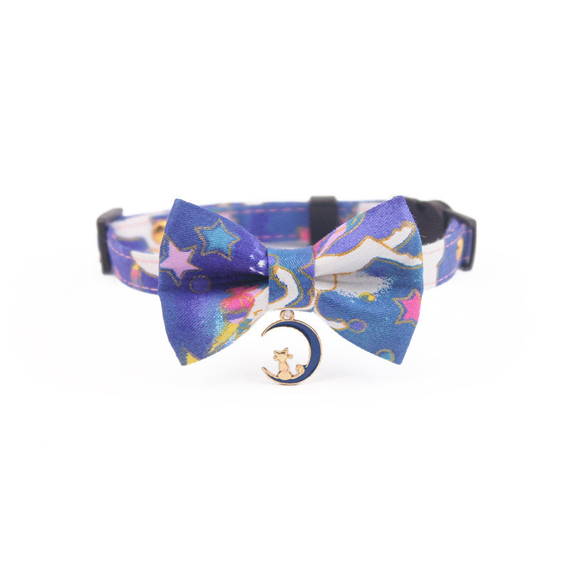 Space Galaxy Pet Collar Aesthetic Cat Collar Cute Bow Ties for Small Dogs Blue Pet Ties (2)